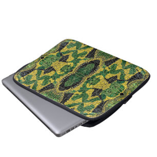Grün Gelb Alligator Krokodil Drachen Leder Laptopschutzhülle