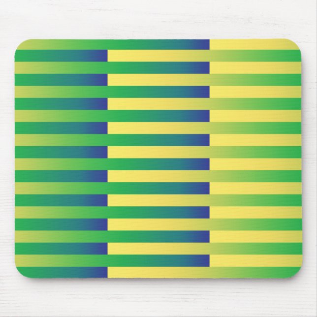 Grün Gelb Blau Gestreiftes Muster Mousepad (Vorne)