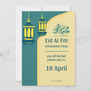Grün Gelb Elegant Eid Al Fitr Halal Bi Halal Einladung