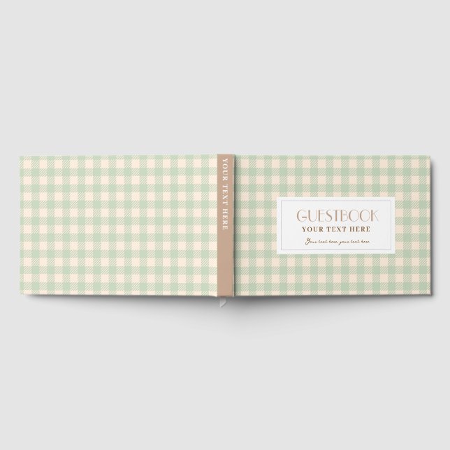 Grün-gelb-hellgrüner Gingham kariert Gästebuch (Voll)
