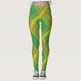 Grün/Gelb Kariert Leggings