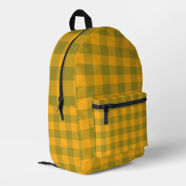 Grün Gelb Karomuster Bedruckter Rucksack