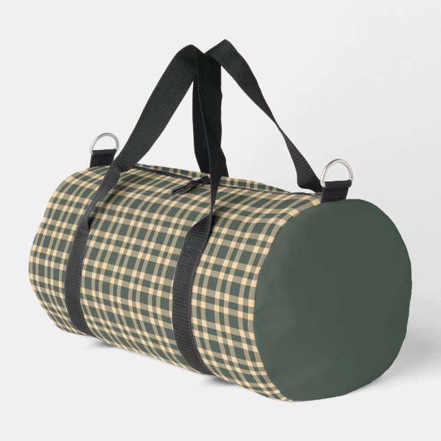 Grün Gelb Karomuster Klein Duffle Bag (Linke Seite)