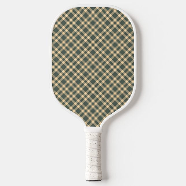 Grün Gelb Karomuster Pickleball Schläger (Vorderseite)