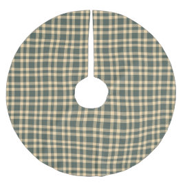 Grün Gelb Karomuster Polyester Weihnachtsbaumdecke