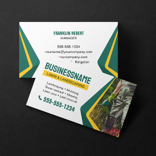 Grün & Gelb Landschaftsbau Rasenmähen Rasenpflege Visitenkarte