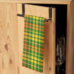 Grün Gelb Orange Kariert Tartan Design Geschirrtuch