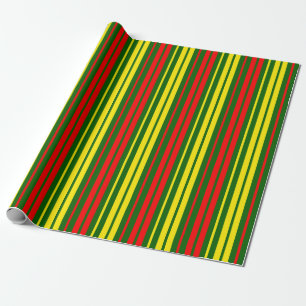 Grün Gelb Rot Vertikale Streifen Design Geschenkpapier