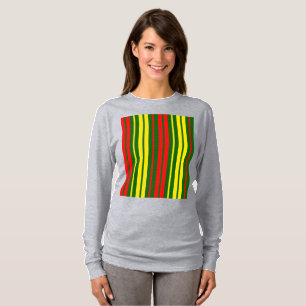 Grün Gelb Rot Vertikale Streifen Design T-Shirt
