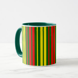 Grün Gelb Rot Vertikale Streifen Design Tasse