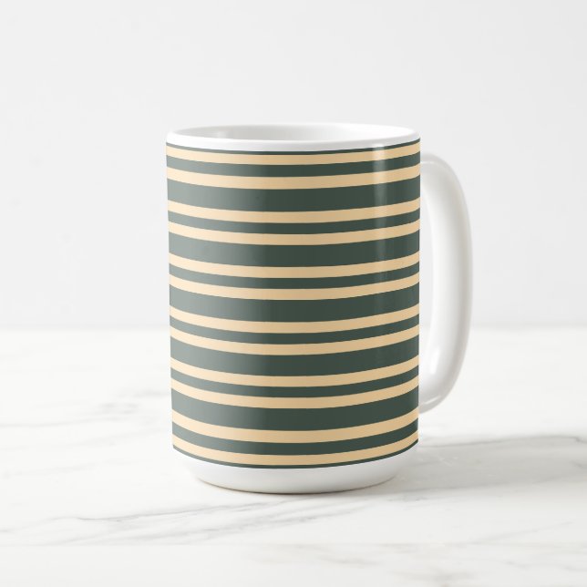 Grün Gelb Streifen Muster Kaffeetasse (VorderseiteRechts)