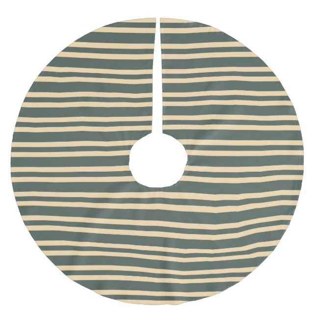 Grün Gelb Streifen Muster Polyester Weihnachtsbaumdecke (Vorderseite)
