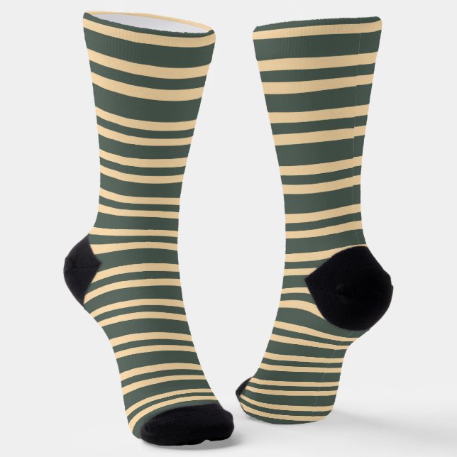 Grün Gelb Streifen Muster Socken (Gewinkelt)