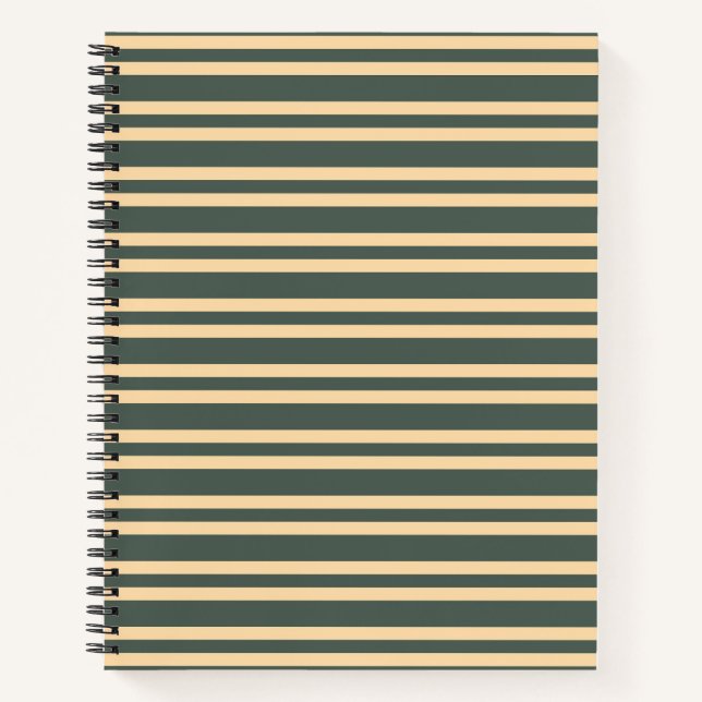 Grün Gelb Streifenmuster Notizbuch (Vorderseite)
