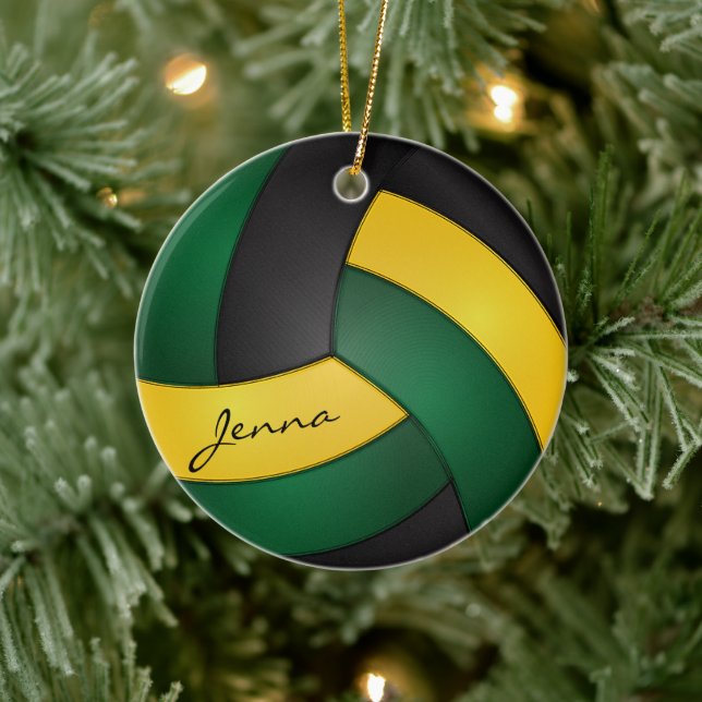 Grün, Gelb und Schwarz 🏐 Keramikornament (Baum)