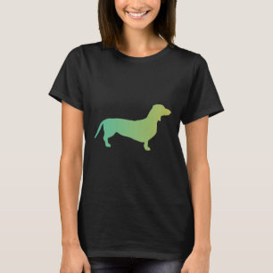Grün-gelbe glänzende Dackel T-Shirt