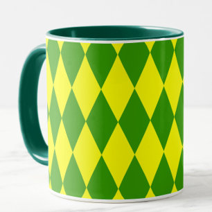 Grün Gelbe Harlekin Karo-Design Tasse