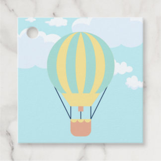 Grün-Gelbe Heißluftballon im Himmel Geschenkanhänger