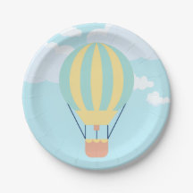 Grün-Gelbe Heißluftballon im Himmel