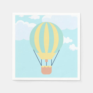 Grün-Gelbe Heißluftballon im Himmel Serviette