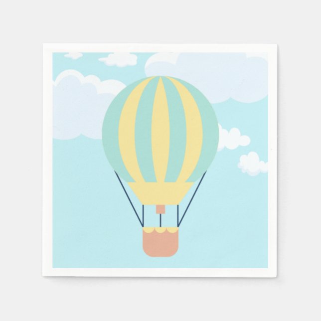 Grün-Gelbe Heißluftballon im Himmel Serviette (Vorderseite)