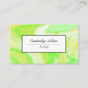 Grün-gelbe Marmor-Abstrakt Fluid Art   Visitenkarte