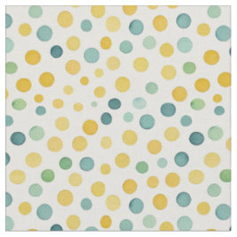 Grün-gelbe Polka-Punkte auf weißem Hintergrund Stoff