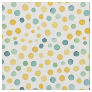 Grün-gelbe Polka-Punkte auf weißem Hintergrund Stoff