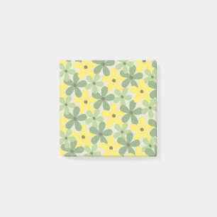 Grün Gelbes Retro Y2K 70er Blumenmuster Post-it Klebezettel