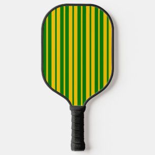 Grün-gelbes stilvolles Streifenmuster-Design Pickleball Schläger