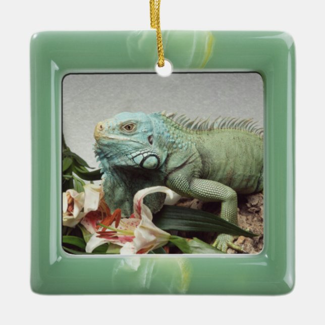 Grün gemarmortes Lucite-modernes Rahmen QUADRAT Keramikornament (Vorderseite)