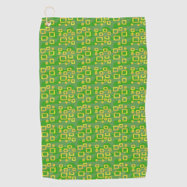 Grün Geometrisch Golfhandtuch (Vorderseite)