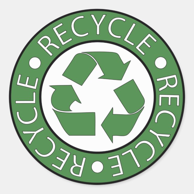 Grün gerecycelt runder aufkleber (Vorderseite)