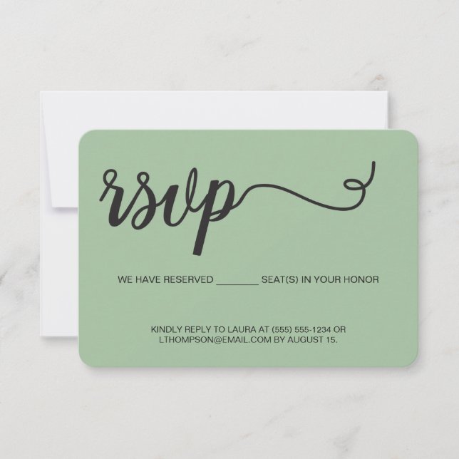 Grün gespiegelte UAWG ohne Mailing Reservierung RSVP Karte (Vorderseite)