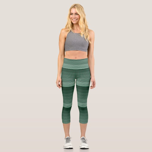 Grün gestreift capri leggings (Vorderseite)