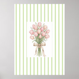 Grün gestreifter Aquarell-Rosen-Wandkunst-Druck Poster