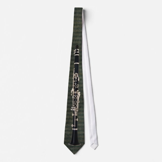 Grün-Gestreifter gebundener Clarinet Krawatte (Vorderseite)
