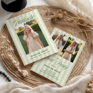 Grün gestreifter Preppy-Abschluss Einladung