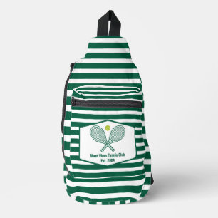Grün gestreifter Tennisspieler individuell angepas Crossbody Bag