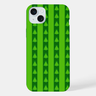 Grün gestreifter Weihnachtsbaum-Muster iPhone 15 Plus Hülle