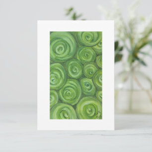 Grün getönte Rosen - handgezeichnete Originalkunst Dankeskarte