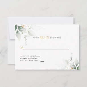Grün & Gold Eukalyptus Hochzeit  RSVP Karte