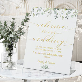 Grün & Gold Extravaganter Schriftart Kalligraphie  Sockelschild