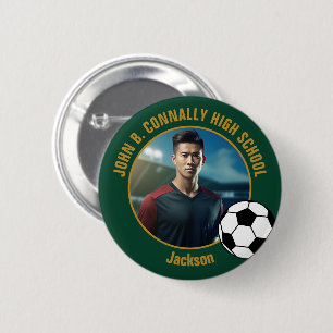 Grün Gold Fußballspieler Foto High School Button