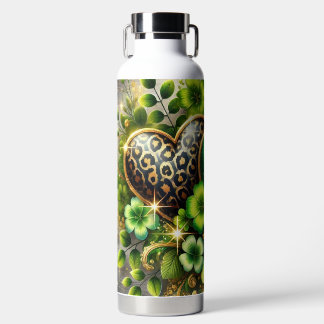 GRÜN & GOLD IRISCHE HERZEN UND BLUMEN TRINKFLASCHE