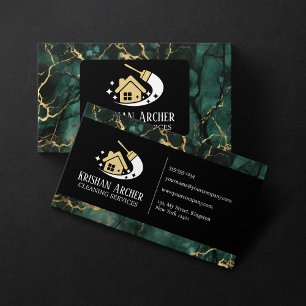 Grün Gold Schwarz Marmor Reinigungshaus Haushaltsh Visitenkarte