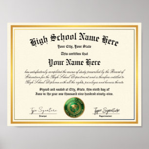 Grün-Gold-Siegel High School Diploma, Homeschoolin Poster
