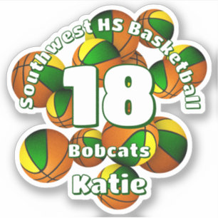 grün gold teamfarben basketbälle kinder teamname aufkleber