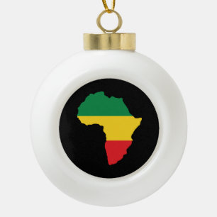 Grün, Gold u. rote Afrika-Flagge Keramik Kugel-Ornament