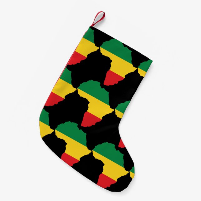 Grün, Gold u. rote Afrika-Flagge Kleiner Weihnachtsstrumpf (Vorderansicht (hängend))